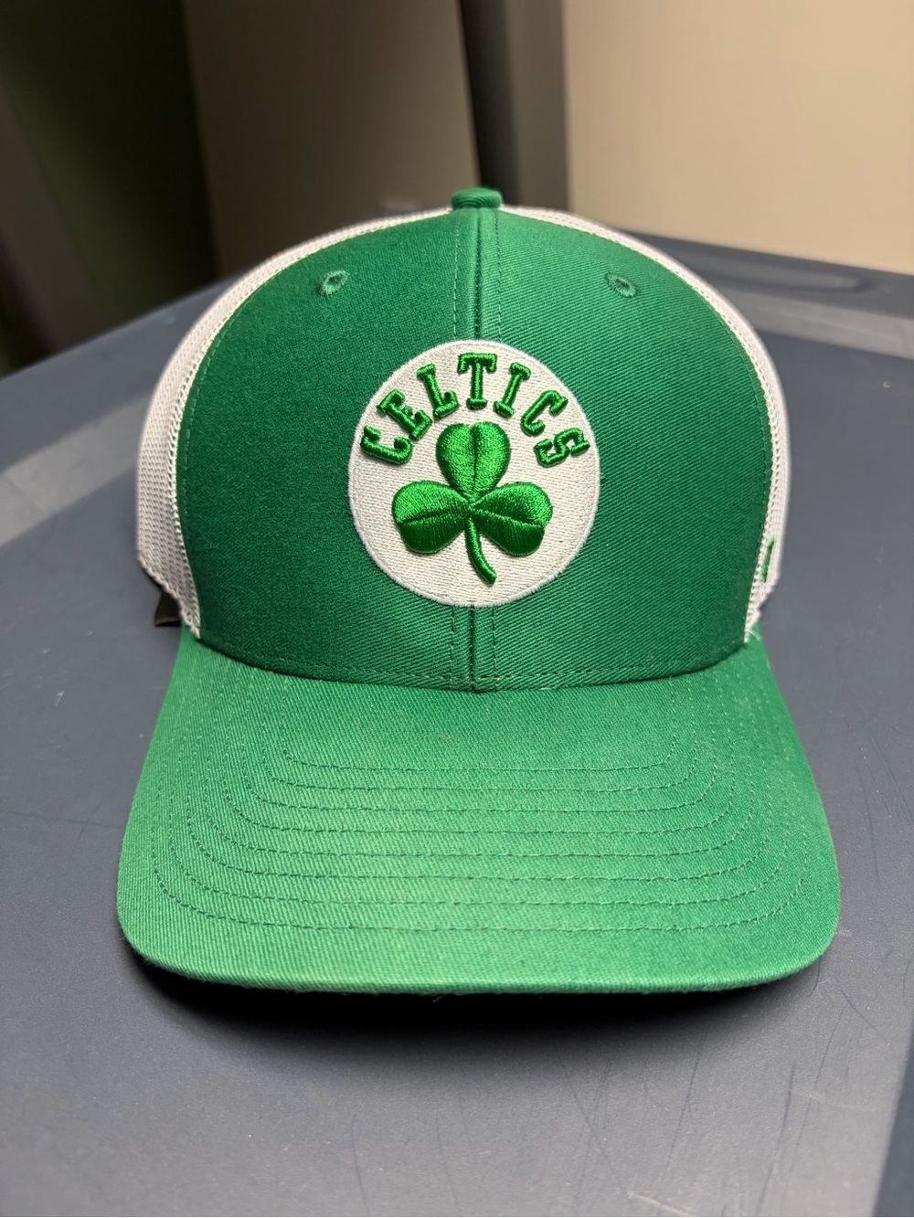 47 Boston Celtics Green and White Mesh Trucker Cap